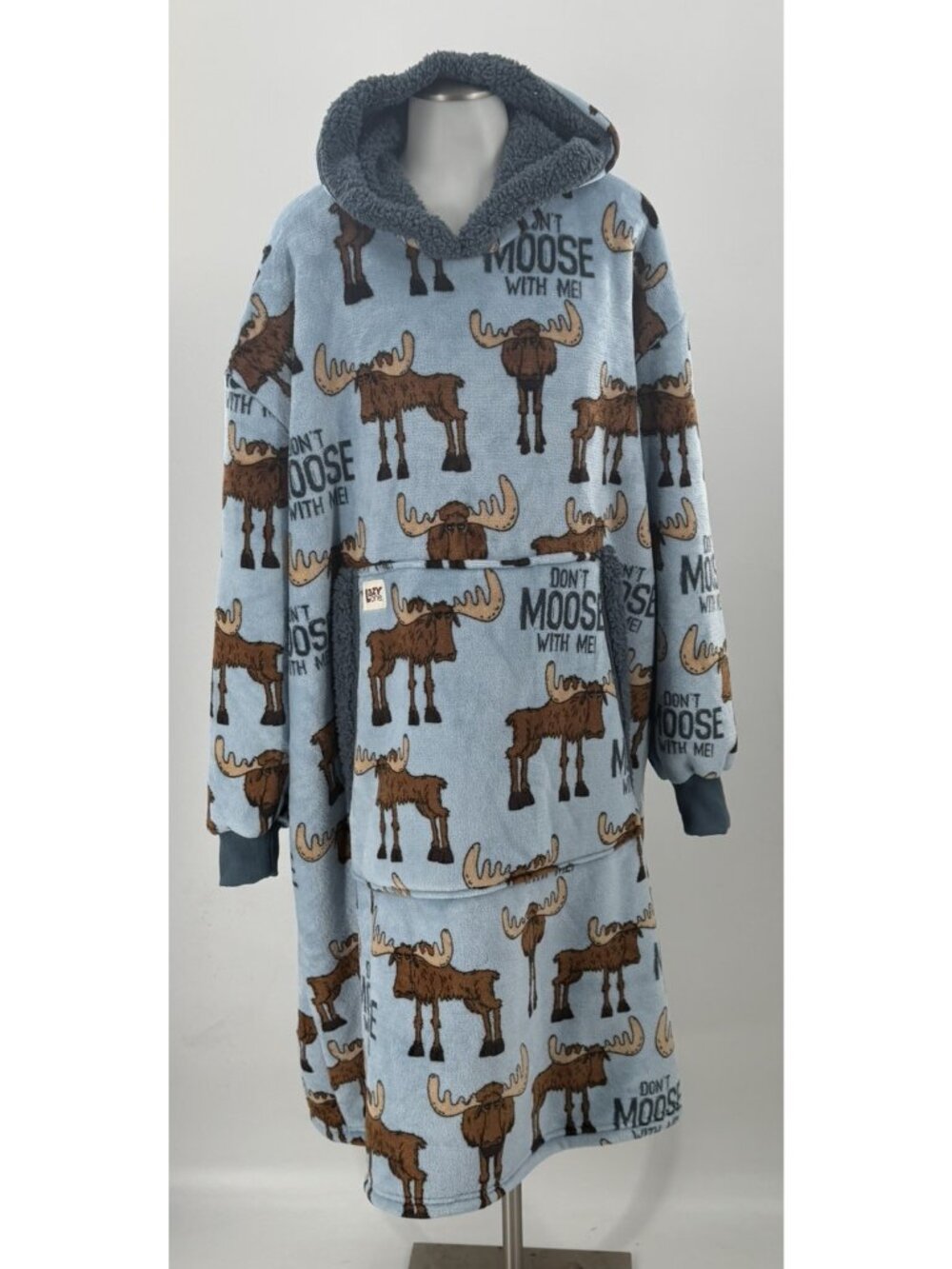 Lazy One Sleep Hoodie Fleece Don't Moose w/Me Oversized Blue Small/Medium Women